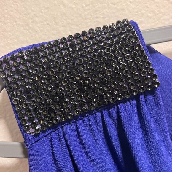 BCX Women’s Ruffled Dress With Studded Shoulders Size Large Blue - Picture 3 of 7